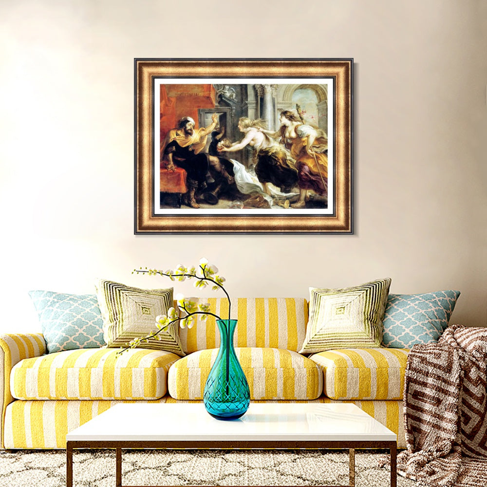 INVIN ART Framed Canvas Art Giclee Print Series#169 by Peter Paul Rubens Wall Art (Vintage Embossed Gold frame,20"x24")
