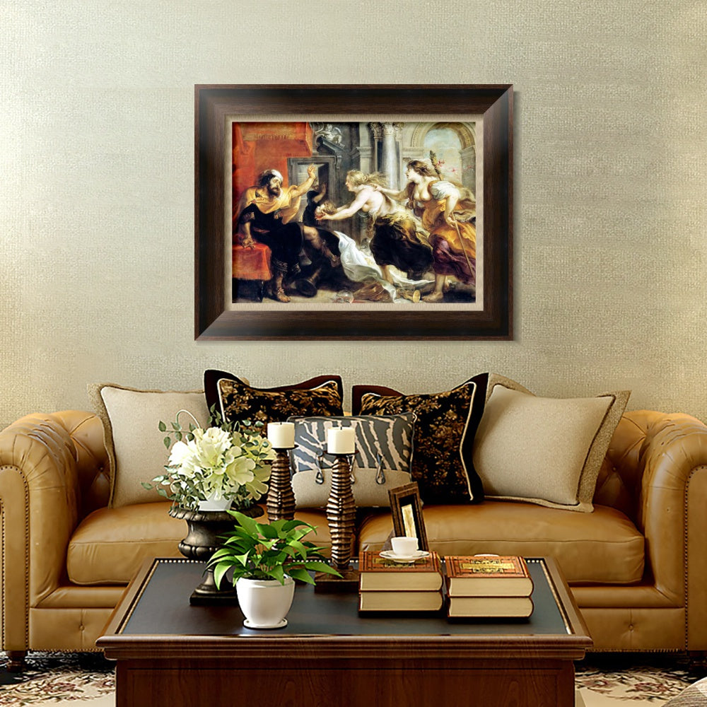 INVIN ART Framed Canvas Art Giclee Print Series#169 by Peter Paul Rubens Wall Art (Vintage Embossed Gold frame,20"x24")