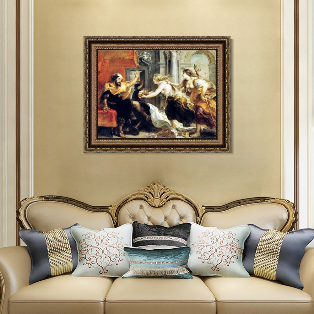 INVIN ART Framed Canvas Art Giclee Print Series#169 by Peter Paul Rubens Wall Art (Vintage Embossed Gold frame,20"x24")