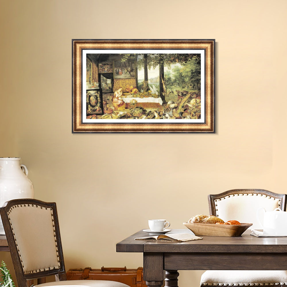 INVIN ART Framed Canvas Art Giclee Print Series#254 by Peter Paul Rubens Wall Art (Vintage Embossed Gold frame,20"x28")