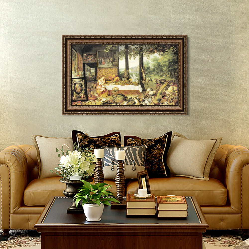 INVIN ART Framed Canvas Art Giclee Print Series#254 by Peter Paul Rubens Wall Art (Vintage Embossed Gold frame,20"x28")
