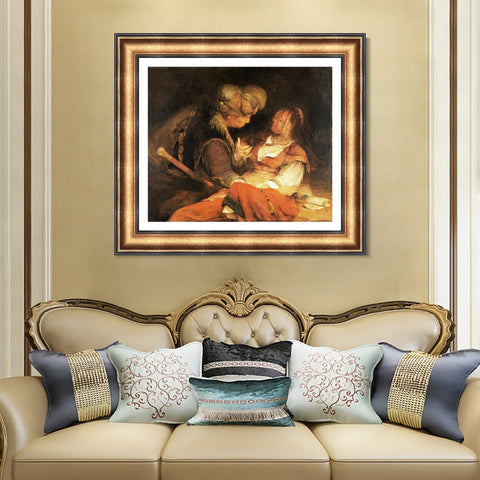 INVIN ART Framed Canvas Art Giclee Print Series#012 by Rembrandt Harmenszoon van Rijn Wall Art Living Room Home Office Decorations
