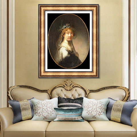 INVIN ART Framed Canvas Art Giclee Print Series#016 by Rembrandt Harmenszoon van Rijn Wall Art Living Room Home Office Decorations