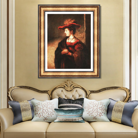 INVIN ART Framed Canvas Art Giclee Print Series#038 by Rembrandt Harmenszoon van Rijn Wall Art Living Room Home Office Decorations