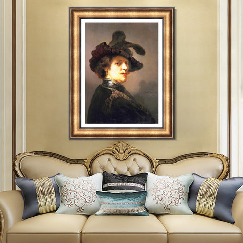 INVIN ART Framed Canvas Art Giclee Print Series#045 by Rembrandt Harmenszoon van Rijn Wall Art Living Room Home Office Decorations