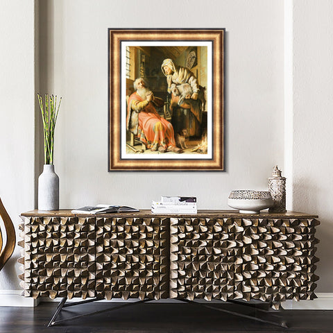 INVIN ART Framed Canvas Art Giclee Print TOBIAS SUSPECTED HIS WIFE STEALING by Rembrandt Harmenszoon van Rijn Wall Art Living Room Home Office Decorations