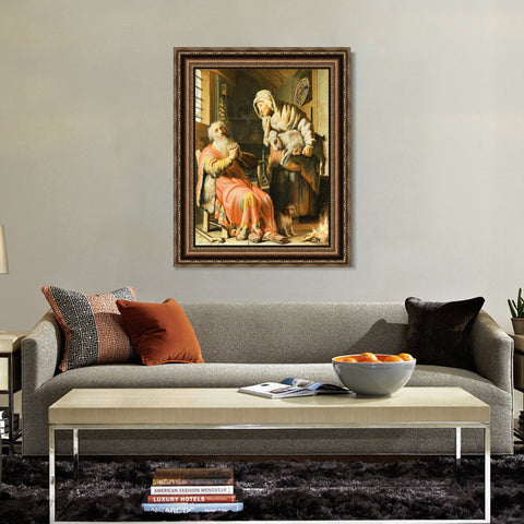 INVIN ART Framed Canvas Art Giclee Print TOBIAS SUSPECTED HIS WIFE STEALING by Rembrandt Harmenszoon van Rijn Wall Art Living Room Home Office Decorations
