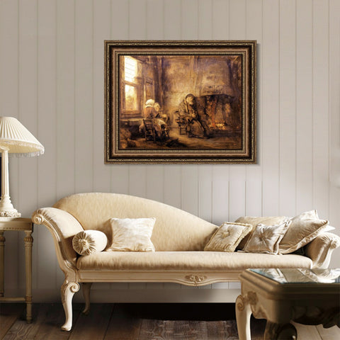 INVIN ART Framed Canvas Art Giclee Print Series#097 by Rembrandt Harmenszoon van Rijn Wall Art Living Room Home Office Decorations