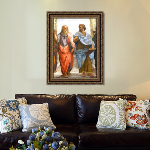 INVIN ART Framed Canvas Art Giclee Print Aristotle and Plato by Raphael/Raffaello Sanzio Wall Art Living Room Home Office Decorations