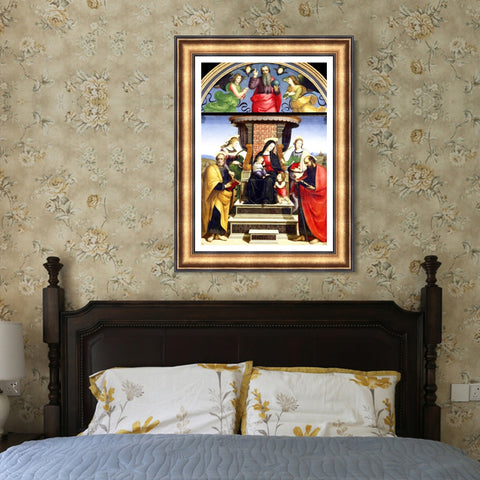INVIN ART Framed Canvas Art Giclee Print Madonna and Child Enthroned with Saints, 1504, altarpiece by Raphael/Raffaello Sanzio Wall Decorations