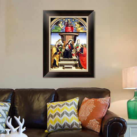 INVIN ART Framed Canvas Art Giclee Print Madonna and Child Enthroned with Saints, 1504, altarpiece by Raphael/Raffaello Sanzio Wall Decorations