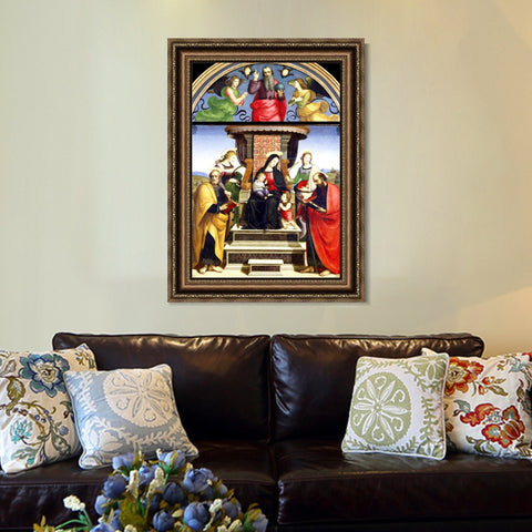 INVIN ART Framed Canvas Art Giclee Print Madonna and Child Enthroned with Saints, 1504, altarpiece by Raphael/Raffaello Sanzio Wall Decorations