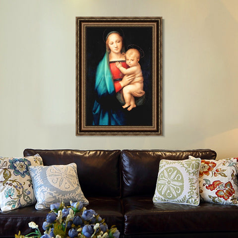 INVIN ART Framed Canvas Art Giclee Print The Madonna del Granduca by Raphael/Raffaello Sanzio Wall Art Living Room Home Office Decorations