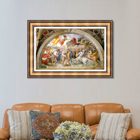 INVIN ART Framed Canvas Art Giclee Print The Meeting of Leo the Great and Attila by Raphael/Raffaello Sanzio Wall Art Living Room Home Office Decorations