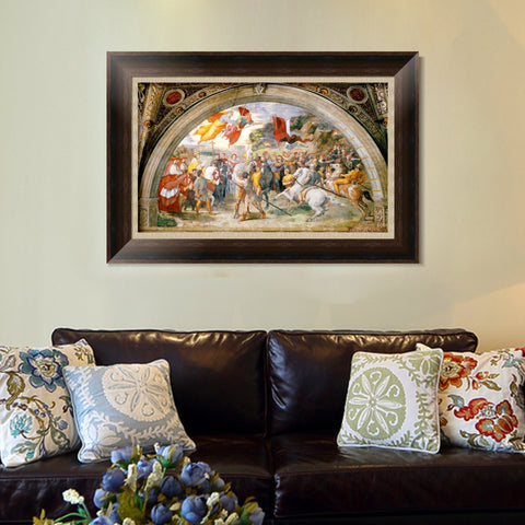 INVIN ART Framed Canvas Art Giclee Print The Meeting of Leo the Great and Attila by Raphael/Raffaello Sanzio Wall Art Living Room Home Office Decorations