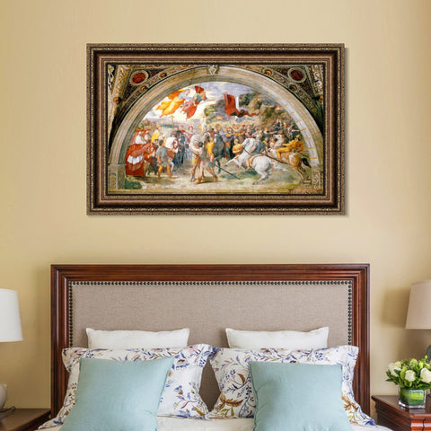 INVIN ART Framed Canvas Art Giclee Print The Meeting of Leo the Great and Attila by Raphael/Raffaello Sanzio Wall Art Living Room Home Office Decorations