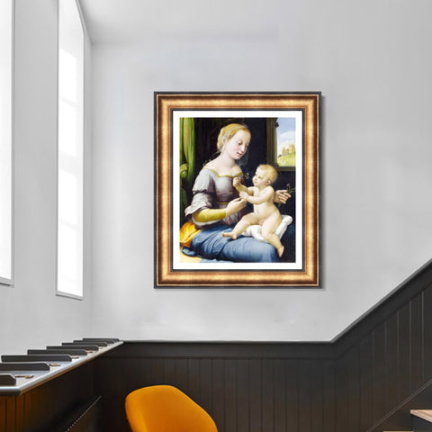 INVIN ART Framed Canvas Art Giclee Print The Madonna of the Pinks by Raphael/Raffaello Sanzio Wall Art Living Room Home Office Decorations