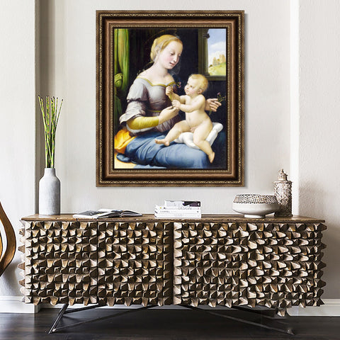 INVIN ART Framed Canvas Art Giclee Print The Madonna of the Pinks by Raphael/Raffaello Sanzio Wall Art Living Room Home Office Decorations