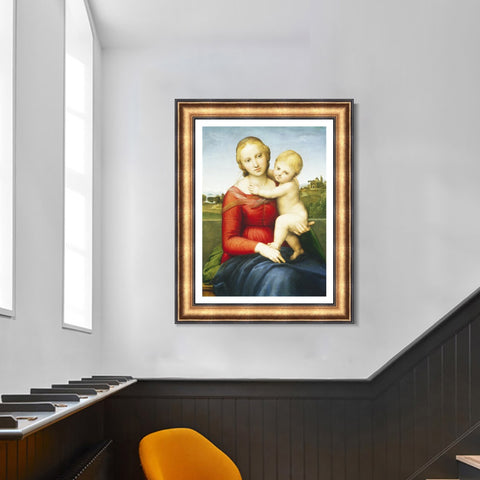 INVIN ART Framed Canvas Art Giclee Print The Small Cowper Madonna1505 by Raphael/Raffaello Sanzio Wall Art Living Room Home Office Decorations
