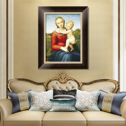 INVIN ART Framed Canvas Art Giclee Print The Small Cowper Madonna1505 by Raphael/Raffaello Sanzio Wall Art Living Room Home Office Decorations