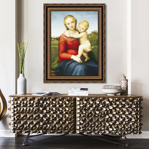 INVIN ART Framed Canvas Art Giclee Print The Small Cowper Madonna1505 by Raphael/Raffaello Sanzio Wall Art Living Room Home Office Decorations