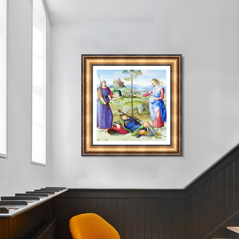 INVIN ART Framed Canvas Art Giclee Print An Allegory ('Vision of a Knight') 1504 by Raphael/Raffaello Sanzio Wall Art Living Room Home Office Decorations