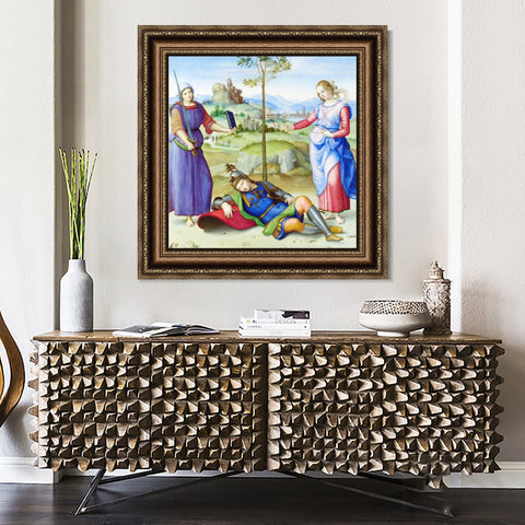 INVIN ART Framed Canvas Art Giclee Print An Allegory ('Vision of a Knight') 1504 by Raphael/Raffaello Sanzio Wall Art Living Room Home Office Decorations