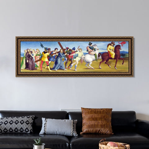 INVIN ART Framed Canvas Art Giclee Print The Procession to Calvary by Raphael/Raffaello Sanzio Wall Art Living Room Home Office Decorations