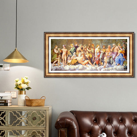 INVIN ART Framed Canvas Art Giclee Print The gods of Olympus by Raphael/Raffaello Sanzio Wall Art Living Room Home Office Decorations