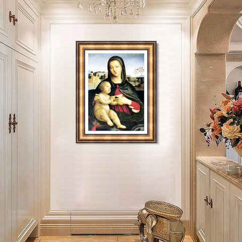 INVIN ART Framed Canvas Art Giclee Print Madonna and Child with Book by Raphael/Raffaello Sanzio Wall Art Living Room Home Office Decorations
