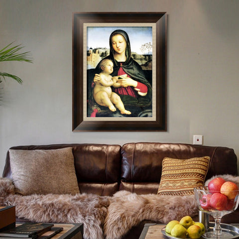 INVIN ART Framed Canvas Art Giclee Print Madonna and Child with Book by Raphael/Raffaello Sanzio Wall Art Living Room Home Office Decorations
