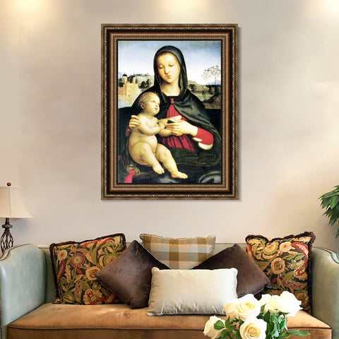 INVIN ART Framed Canvas Art Giclee Print Madonna and Child with Book by Raphael/Raffaello Sanzio Wall Art Living Room Home Office Decorations