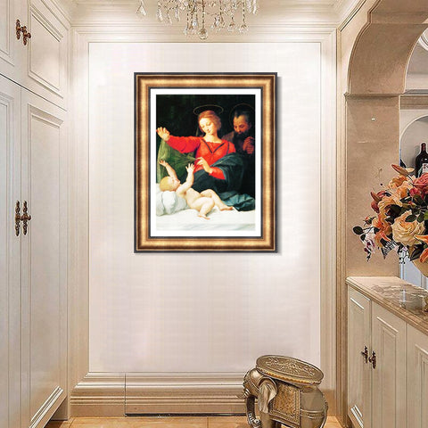 INVIN ART Framed Canvas Art Giclee Print The Holy Family (1509) by Raphael/Raffaello Sanzio Wall Art Living Room Home Office Decorations