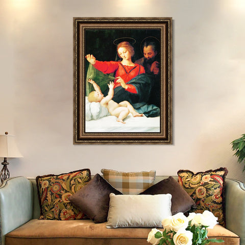 INVIN ART Framed Canvas Art Giclee Print The Holy Family (1509) by Raphael/Raffaello Sanzio Wall Art Living Room Home Office Decorations
