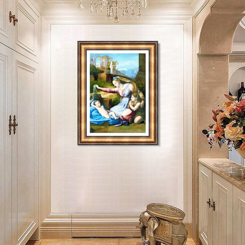 INVIN ART Framed Canvas Art Giclee Print Madonna with the Blue Diadem by Raphael/Raffaello Sanzio Wall Art Living Room Home Office Decorations