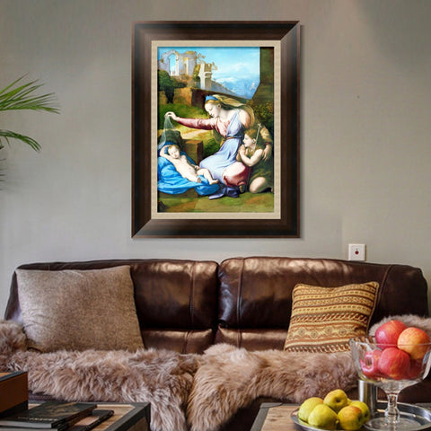 INVIN ART Framed Canvas Art Giclee Print Madonna with the Blue Diadem by Raphael/Raffaello Sanzio Wall Art Living Room Home Office Decorations