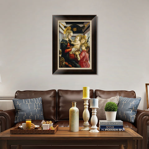 INVIN ART Framed Canvas Art Giclee Print Madonna and Child with Angels by Sandro Botticelli Wall Art Living Room Home Office Decorations