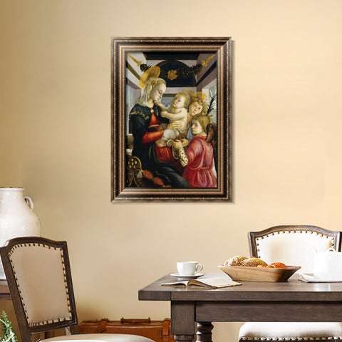 INVIN ART Framed Canvas Art Giclee Print Madonna and Child with Angels by Sandro Botticelli Wall Art Living Room Home Office Decorations