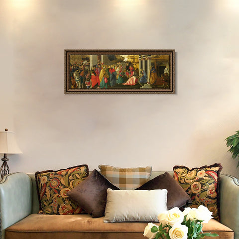 INVIN ART Framed Canvas Art Giclee Print Filippino Lippi Adoration Of The Kings,1470 by Sandro Botticelli Wall Art Living Room Home Office Decorations