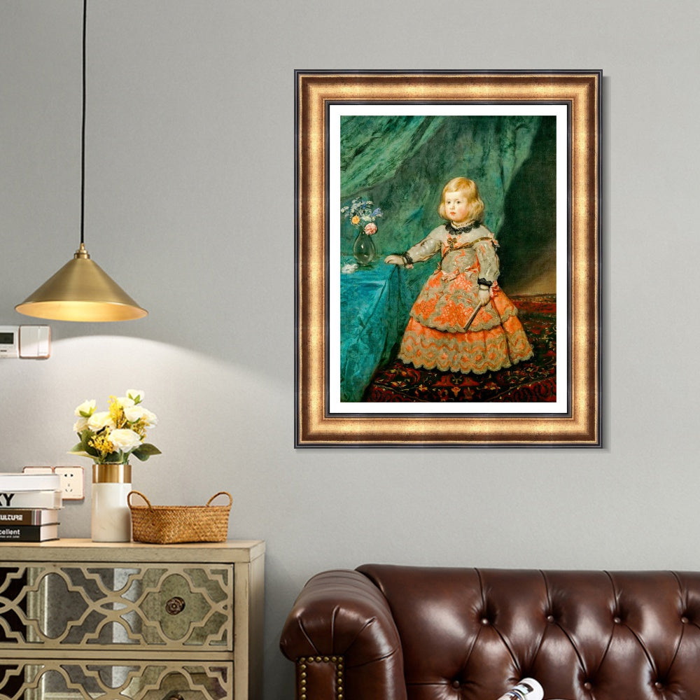 INVIN ART Framed Canvas Art Giclee Print Infanta Margarita Teresa in a Pink Gown by Diego Velazquez Wall Art