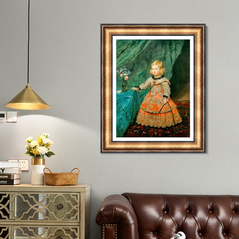INVIN ART Framed Canvas Art Giclee Print Infanta Margarita Teresa in a Pink Gown by Diego Velazquez Wall Art Living Room Home Office Decorations