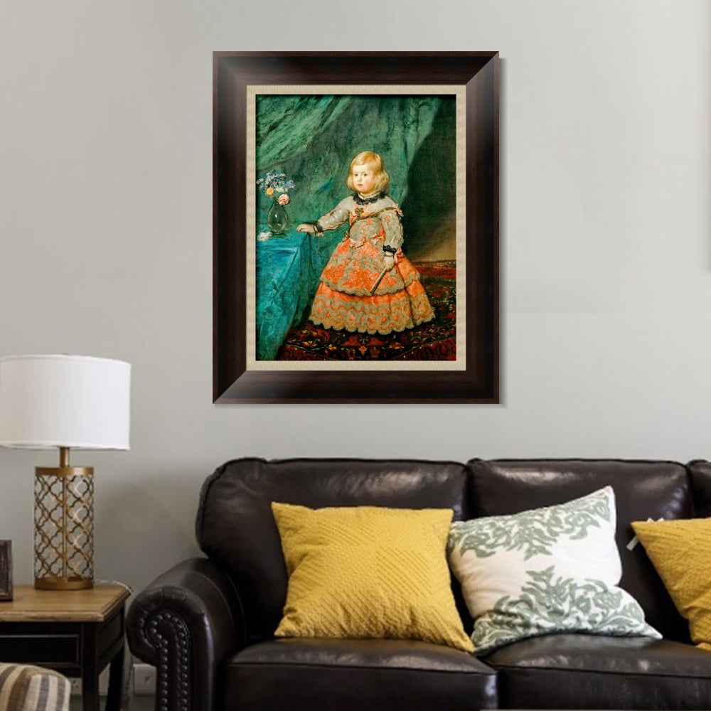 INVIN ART Framed Canvas Art Giclee Print Infanta Margarita Teresa in a Pink Gown by Diego Velazquez Wall Art