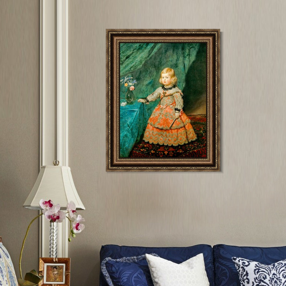 INVIN ART Framed Canvas Art Giclee Print Infanta Margarita Teresa in a Pink Gown by Diego Velazquez Wall Art