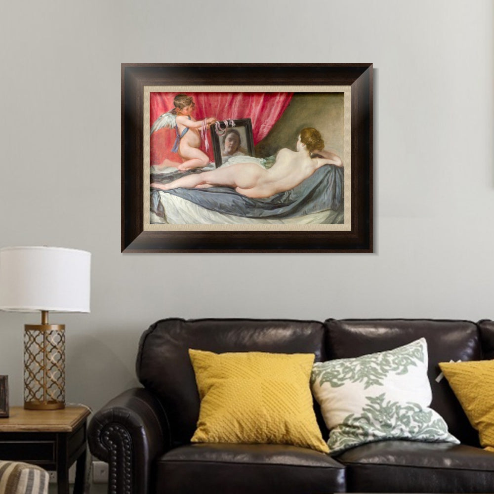 INVIN ART Framed Canvas Art Giclee Print Venus at Her Mirror by Diego Velazquez Wall Art