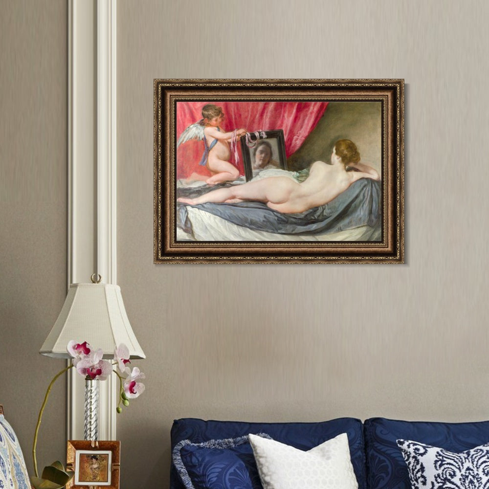 INVIN ART Framed Canvas Art Giclee Print Venus at Her Mirror by Diego Velazquez Wall Art