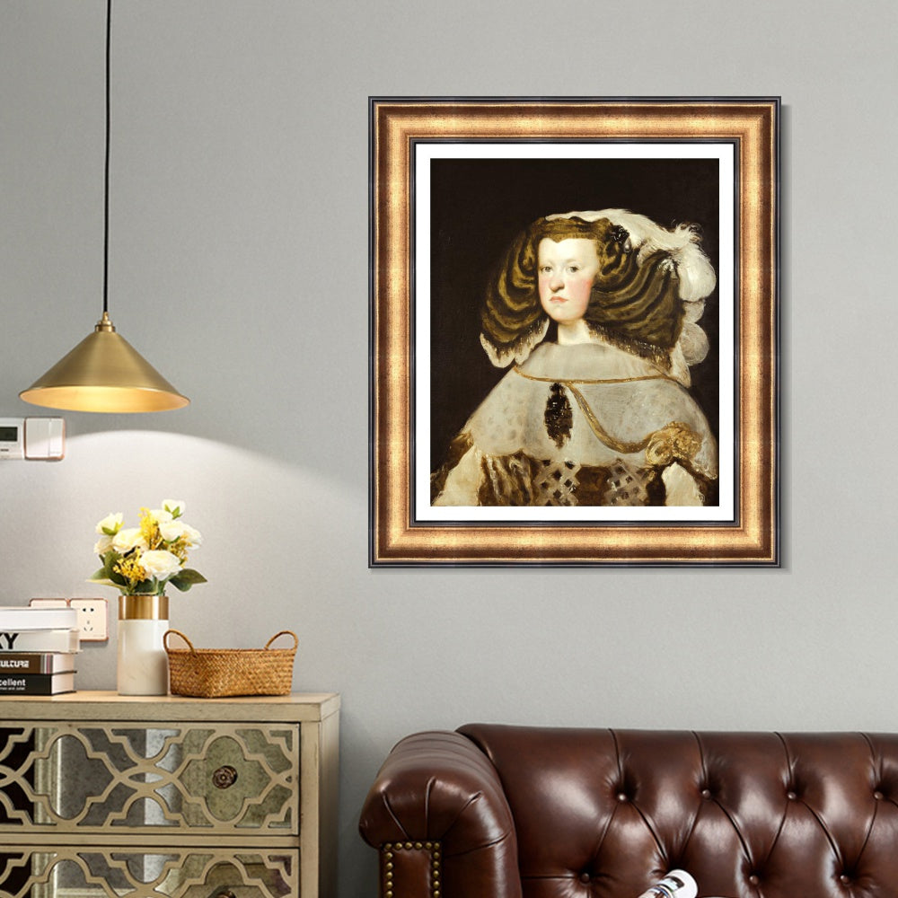 INVIN ART Framed Canvas Art Giclee Print Portrait of Mariana of Austria, Queen of Spain by Diego Velazquez Wall Art