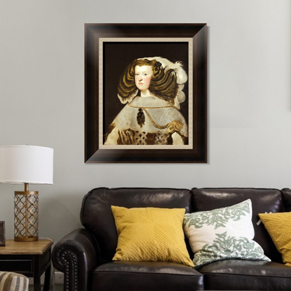 INVIN ART Framed Canvas Art Giclee Print Portrait of Mariana of Austria, Queen of Spain by Diego Velazquez Wall Art