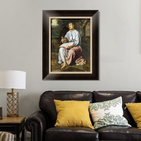 INVIN ART Framed Canvas Art Giclee Print Saint John the Evangelist on the Island of Patmos by the Christian Soul by Diego Velazquez Wall Art Decorations