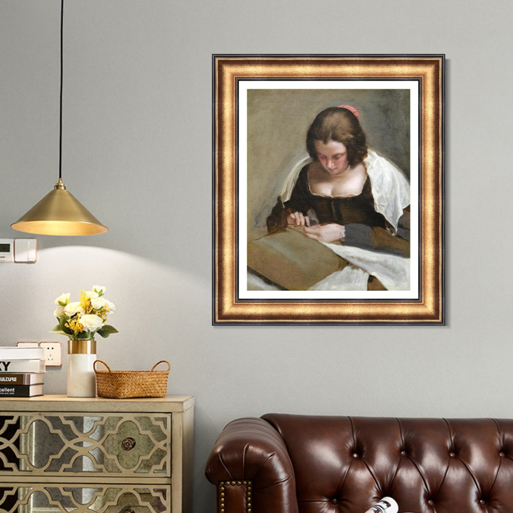 INVIN ART Framed Canvas Art Giclee Print the needlewoman by the Christian Soul by Diego Velazquez Wall Art