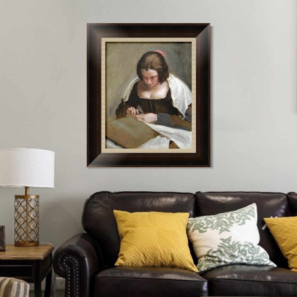 INVIN ART Framed Canvas Art Giclee Print the needlewoman by the Christian Soul by Diego Velazquez Wall Art